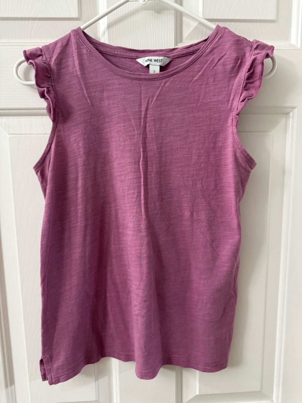 Nine West Mauve-Pink Ruffle Cap Sleeve Tank Top